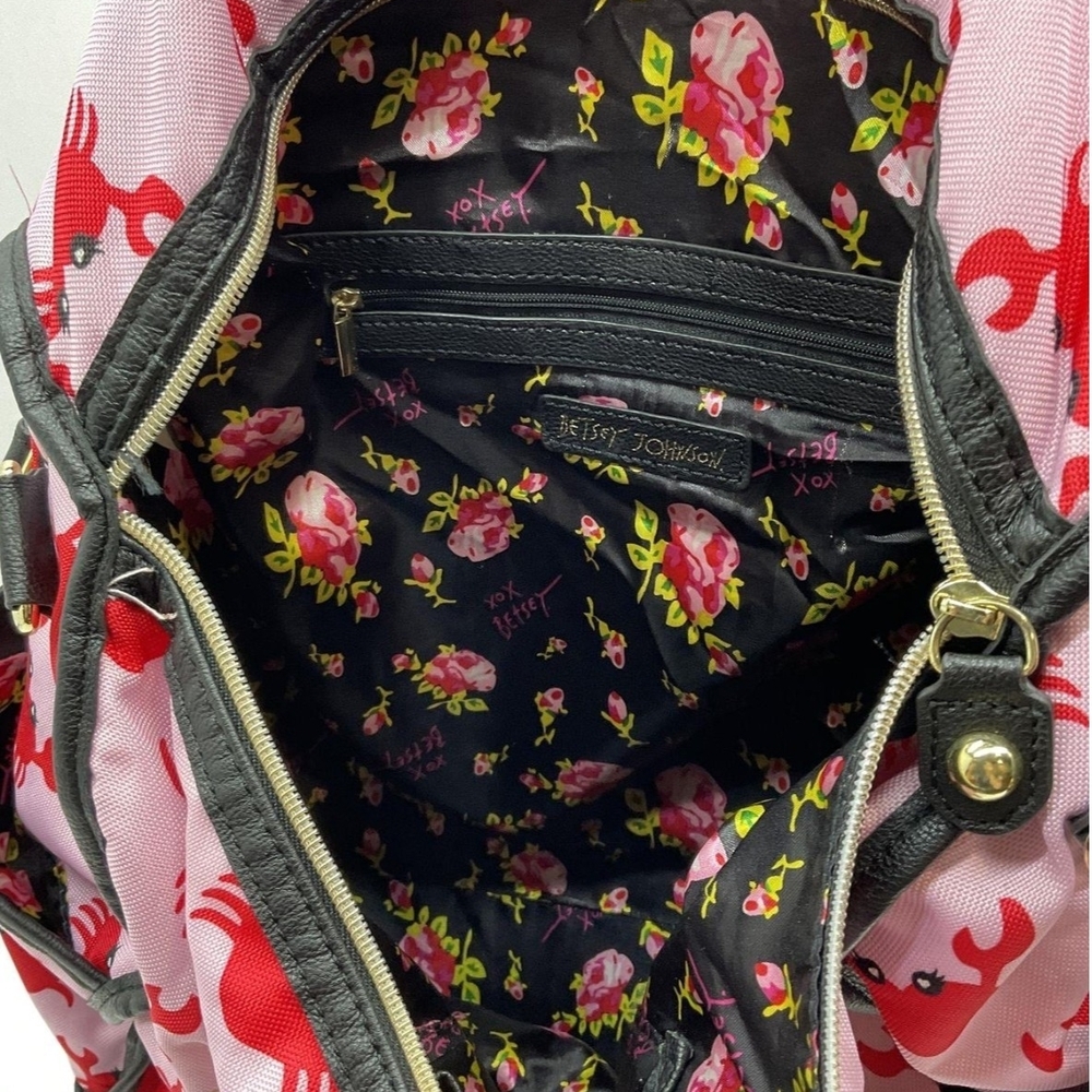 Rare Betsey Johnson Pink Crabby Heart Print Women's Bag - Picture 7 of 8